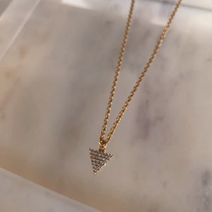 Maya Necklace, Triangle Necklace, Cubic Zirconia Jewelry, Minimalist Style, Dainty Necklace, Non-Tarnish Jewelry, Gold Necklace, Fashion