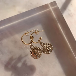 Roma Hoops, Coin Earrings, Non-Tarnish Jewelry, Gold Jewelry, Minimalist Style, Dainty Earrings