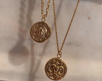 Zodiac Coin Necklace, Zodiac Jewelry, Gold Coin Necklace, Minimalist Style, Dainty Necklace, Layering Necklace, Gold Filled Jewelry, Zodiac