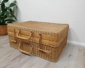 Original Large Vintage Rattan Case, Wood, Rattan, Wicker Case, Boho Chic Decor, Vintage Friesland