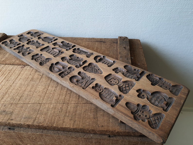 Beautiful LARGE Hand Carved Antique Wooden Cookie Mold 21 Etsy