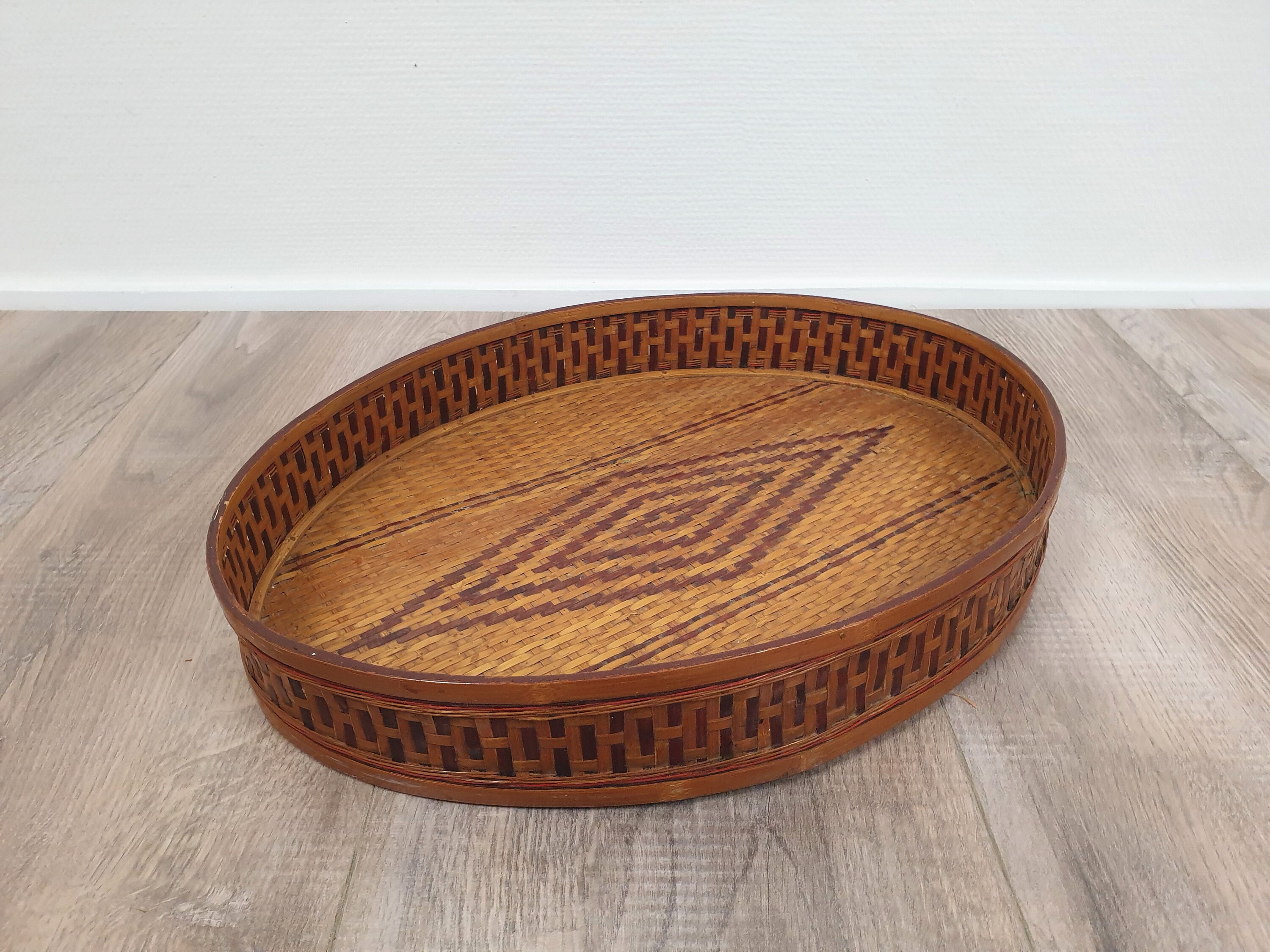 Antique Japanese Handmade Bamboo Serving Tray Boho Chic Etsy Nederland
