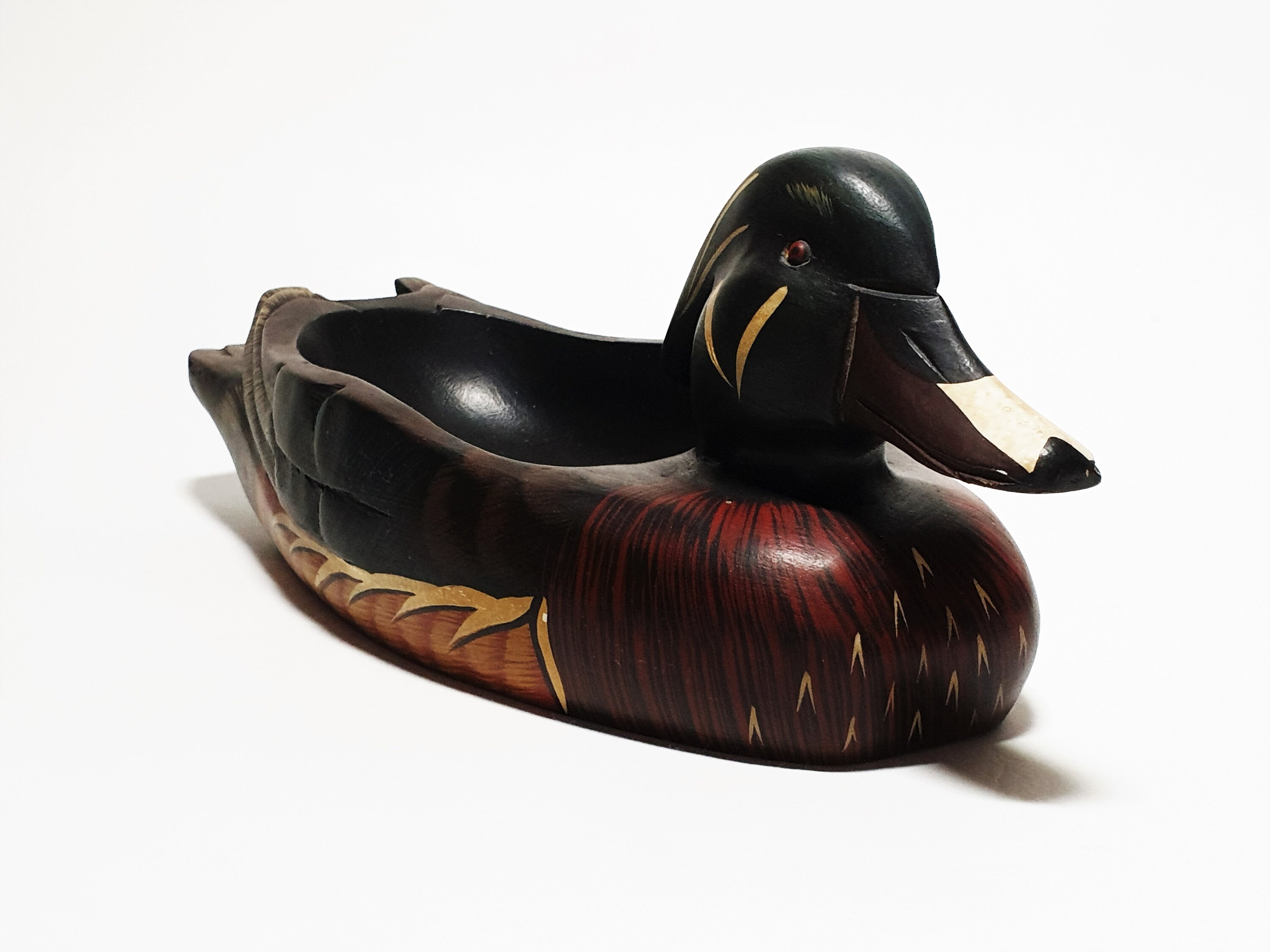 Large Carved Wooden Duck Bowl Hunting Decoy Wooden Snack Etsy