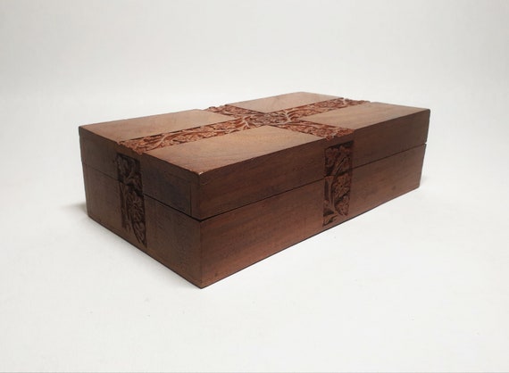 Beautiful Rosewood Carved Storage Box, Jewelry Box