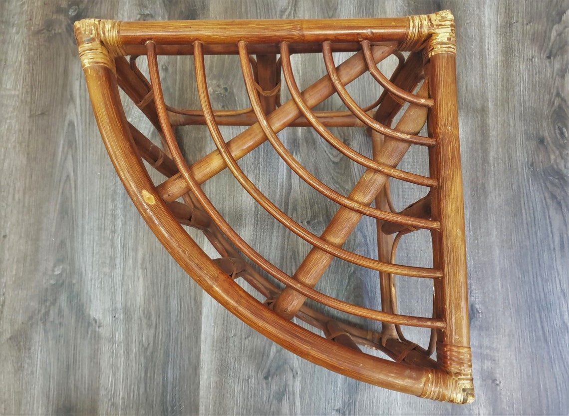 Rattan Corner Plant Stand Vintage Lacquered Rattan Plant Etsy