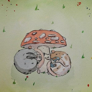 Funghi e gnomi coccole con ratti stampa a4