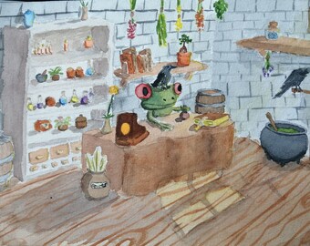 Impresión artística de la tienda de pociones de rana