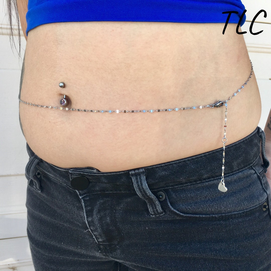 Stainless Steel Belly Chain/matching Anklet/dangle Heart Etsy