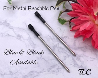 Beaded pen ink refill/Metal beadable pen ink refills/Blue and Black