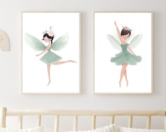 Fairy Ballerina Watercolor Nursery Prints: Girl Room Decor