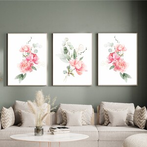 Watercolor Floral Prints: Boho Nursery Decor, Set of 3