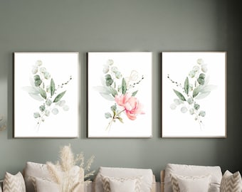 Watercolor Eucalyptus Prints: Boho Nursery Art, Set of 3
