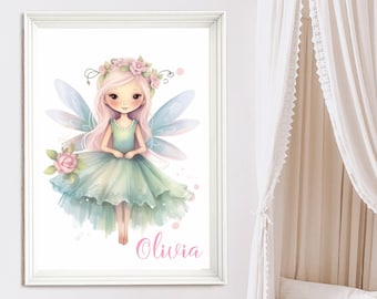 Feen Kinderzimmer Kunstdruck: Mädchen Zimmer Dekor, Blumen Akzent - 579