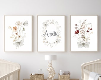 Wildflower Nursery Print Set: Boho Floral Wall Art - Etsy