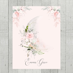 Personalized Luna Baby Blanket: Watercolor Moon, Celestial Girl Gift