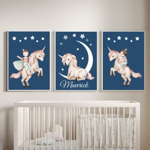 Impressions licorne pour chambre d&#39;enfant : art bohème de conte de fées, lot de 3