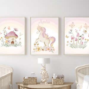 Unicorn nursery art, nursery girl art, unicorn nursery, butterfly  nursery, girl nursery decor, flower nursery prints, unicorn nursery - 495