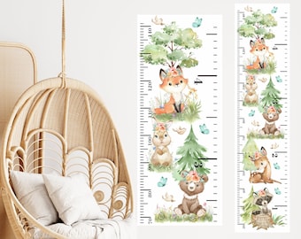 Woodland growth chart fabric wall decal, woodland height chart for kids, growth chart ruler, kids height chart, woodland nursery, ruler - 2