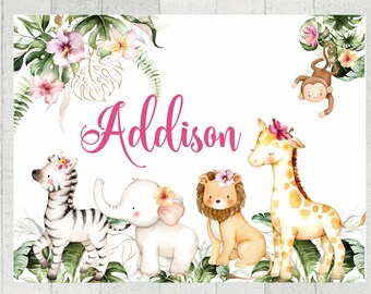 Personalized Jungle Animals Baby Blanket: Safari Nursery Decor