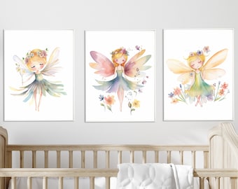 Fairy Nursery Prints: Watercolor Girl Room Wall Art