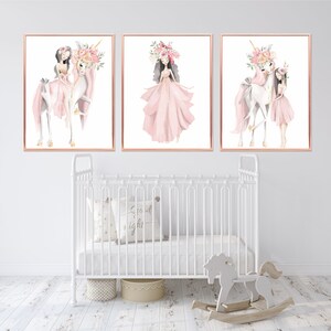 Decoración de unicornio para habitación de niña, arte de pared de unicornio para habitación de bebé, decoración de habitación de niña, decoración floral para habitación de niña, estampado de unicornio, decoración de habitación de bebé - 133