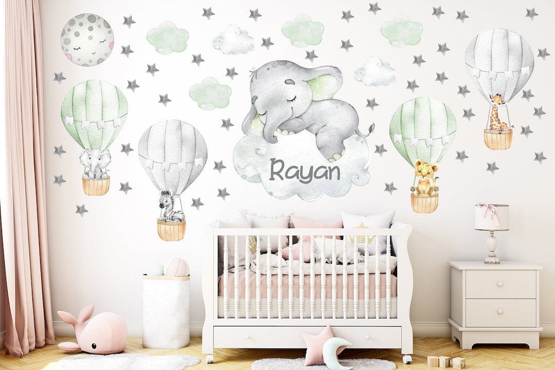 Hot Air Balloon Wall Decal Set, Balloon Wall Stickers, Balloon Nursery ...