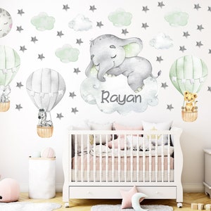 Watercolor Hot Air Balloon Wall Decals: Safari Nursery Decor