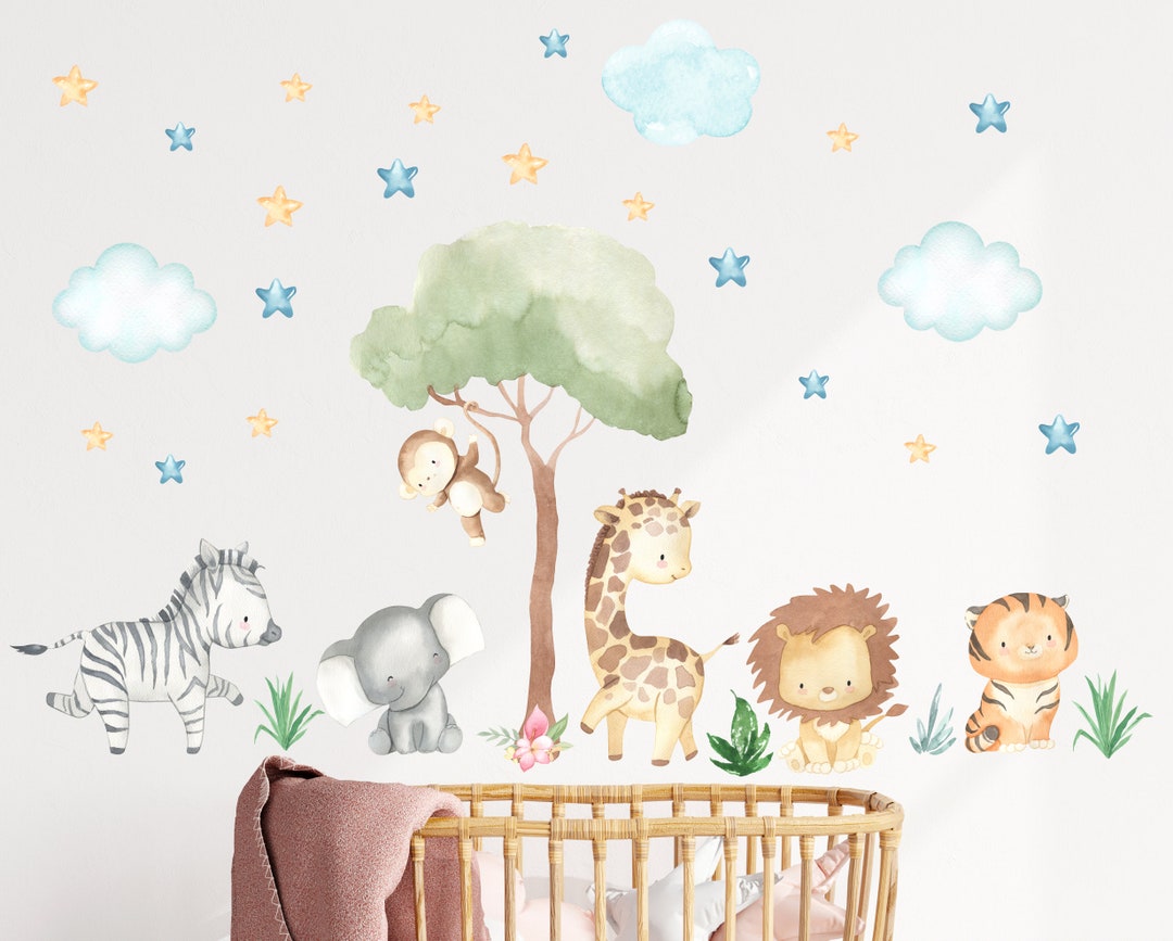 Jungle Wall Decal, African Animal Decal, Safari Nursery Decal, Animal ...