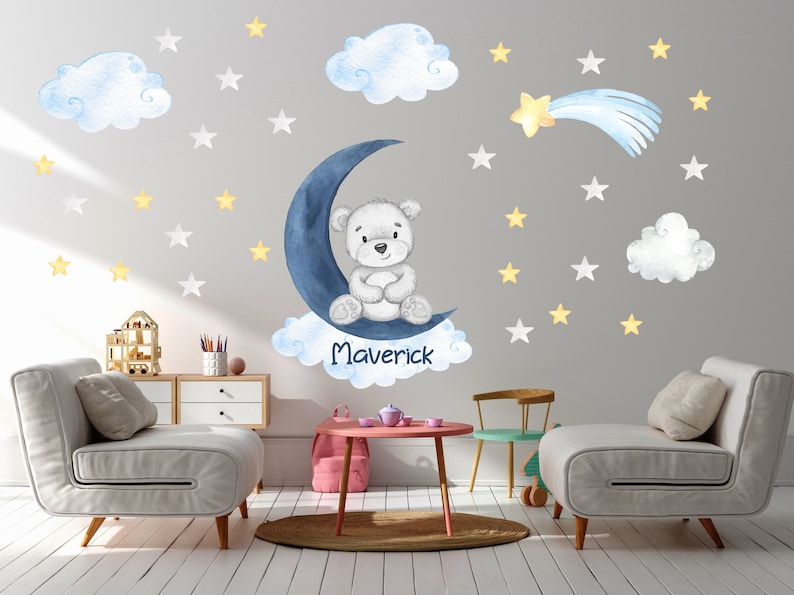 Nursery Wall Decal Teddy Bear Wall Sticker Wall Decor Baby Etsy