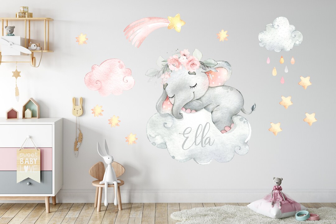 Elephant Nursery Wall Decal, Elephant Wall Sticker, Wall Decor, Baby