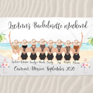 Bachelorette Party Beach Towel, Bride Towel, Beach Bachelorette Party Towel, Bridesmaid Gift, Custom Beach Towel, Bachelorette Towel - 206