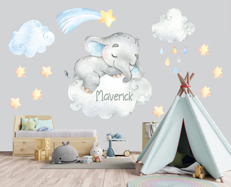 Elephant Nursery Wall Decal Elephant Wall Sticker Wall Etsy