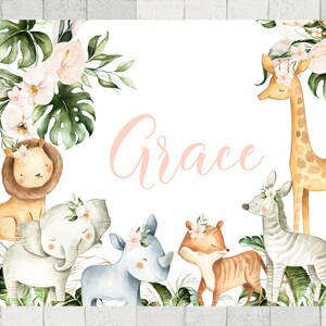Safari Decke, Dschungel Kinderzimmer Dekor, Safari Thema Decke, personalisiertes Baby Geschenk, Kleinkind Decke, Dschungel Tier Decke, Mädchen Geschenk - 562