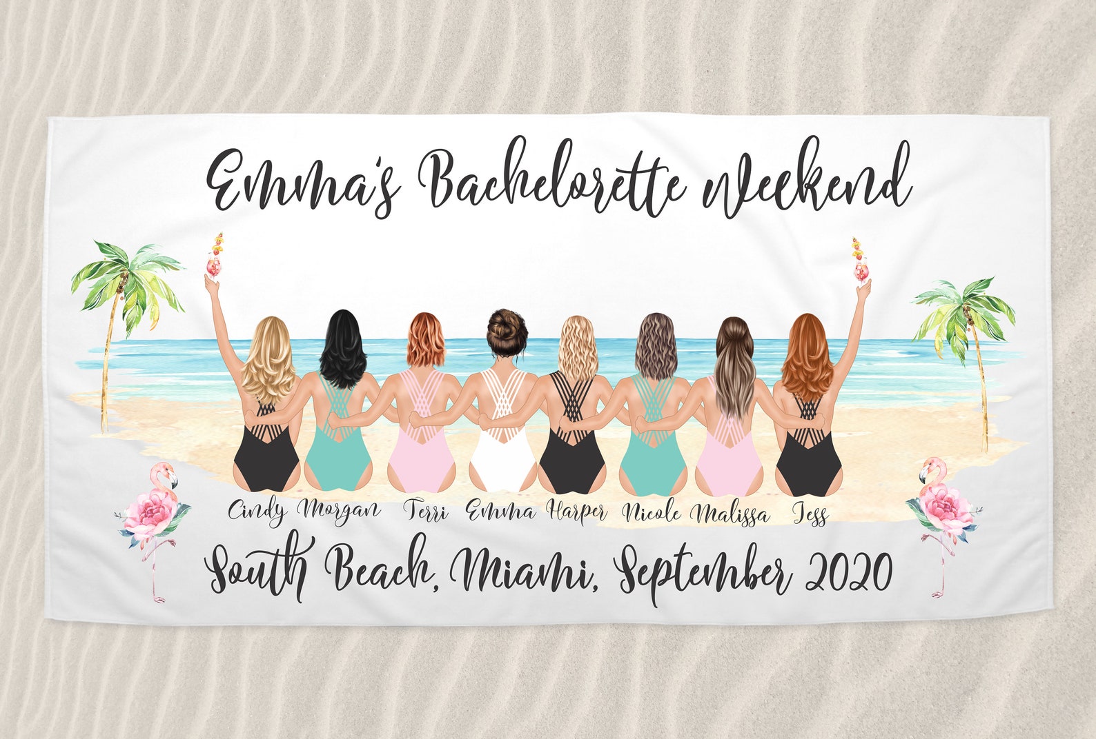 Bachelorette Party Beach Towel Bride Towel Beach Etsy