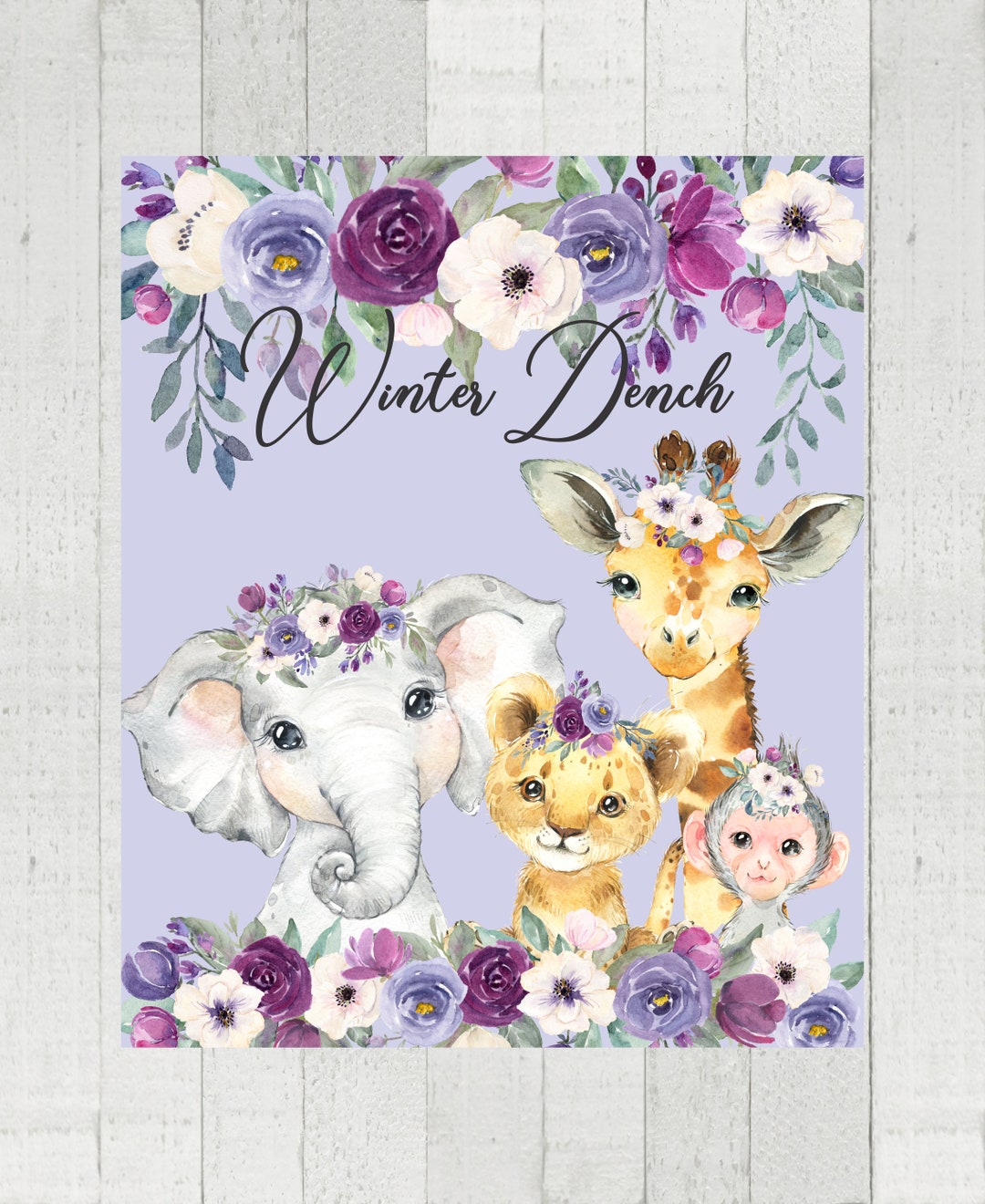 Safari Animals Floral Baby Girl Blanket, Personalized Girl Blanket ...