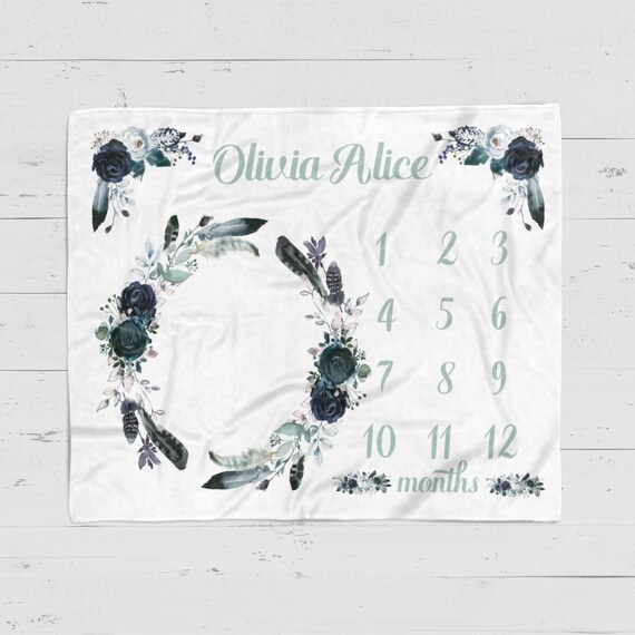 personalized milestone blanket girl