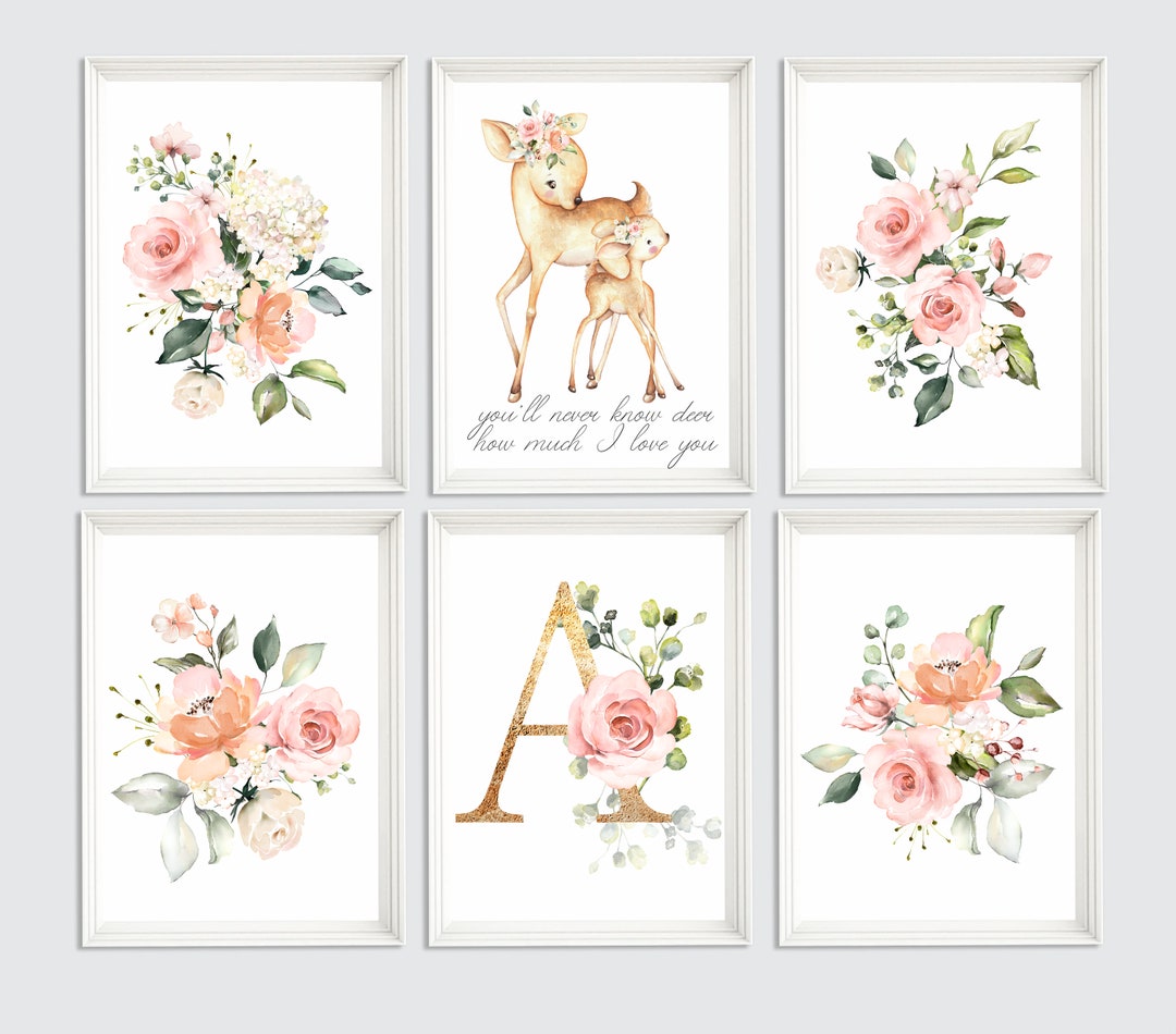 Nursery Girl Decor Deer, Nursery Wall Art Girl, Nursery Wall Decor Deer