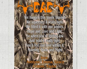 Personalized Camo Dad Blanket: Custom Grandchildren Names