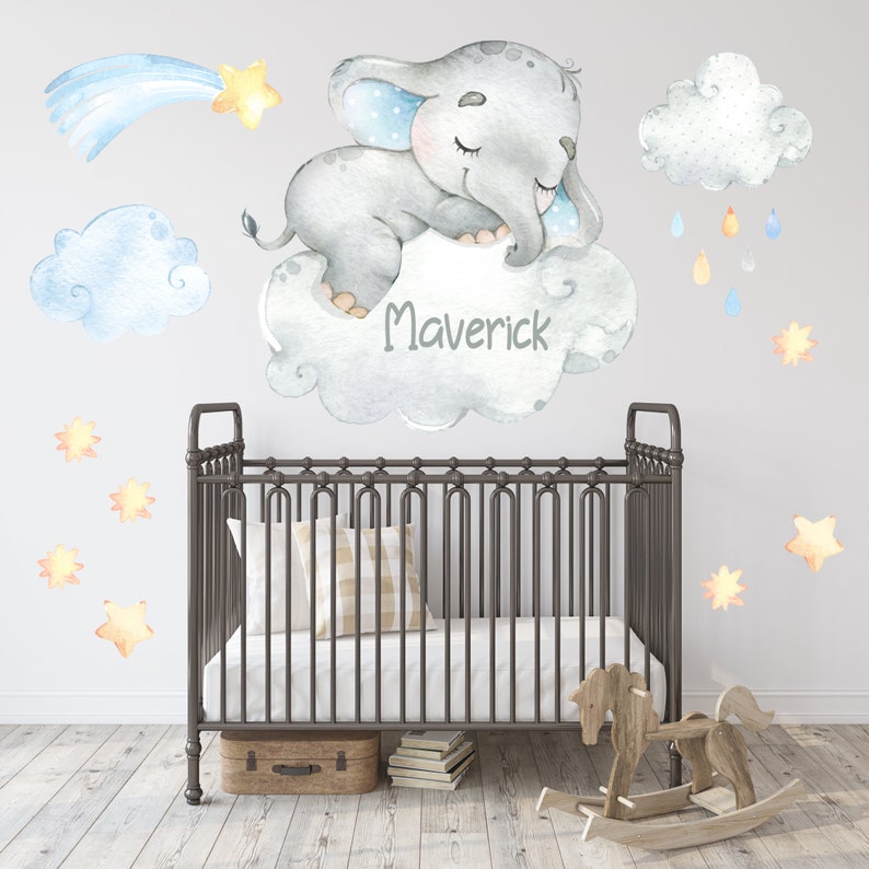 Elephant Nursery Wall Decal Elephant Wall Sticker Wall Etsy
