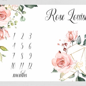 Gepersonaliseerde mijlpaaldeken bloemenmeisje: houd de groei van de baby bij