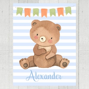 Bear Baby Boy Blanket,  Personalized Baby Name Blanket, Bear Blanket, Personalized Baby Blanket, Custom Baby Blanket, Jungle Blanket - 520