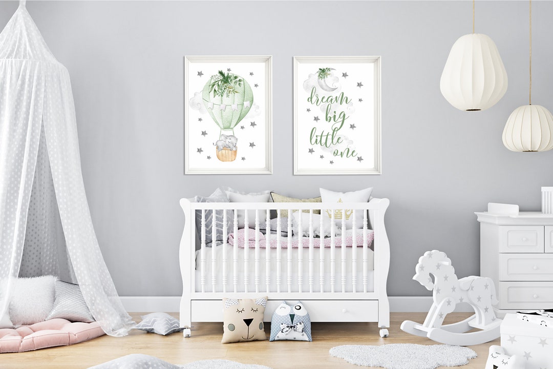 Elephant Giraffe Hot Air Balloon Nursery Print: Gender Neutral Decor - Etsy