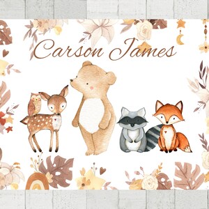 Watercolor Woodland Animals Baby Blanket: Personalized Nursery Decor