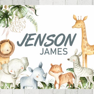 Safari blanket, jungle nursery decor, safari theme blanket, personalized baby gift, toddler blanket, jungle animal blanket, boy gift - 561