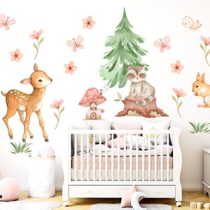 Forest animals woodland nursery decal, woodland decor, woodland animal stickers, woodland nursery forest decal, woodland wall art - 170