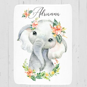 Elephant Girl Blanket Baby Monogram Blanket Personalized Elephant Blanket Boho Elephant Baby Blanket Baby Girl Blanket Baby Shower Gift 245