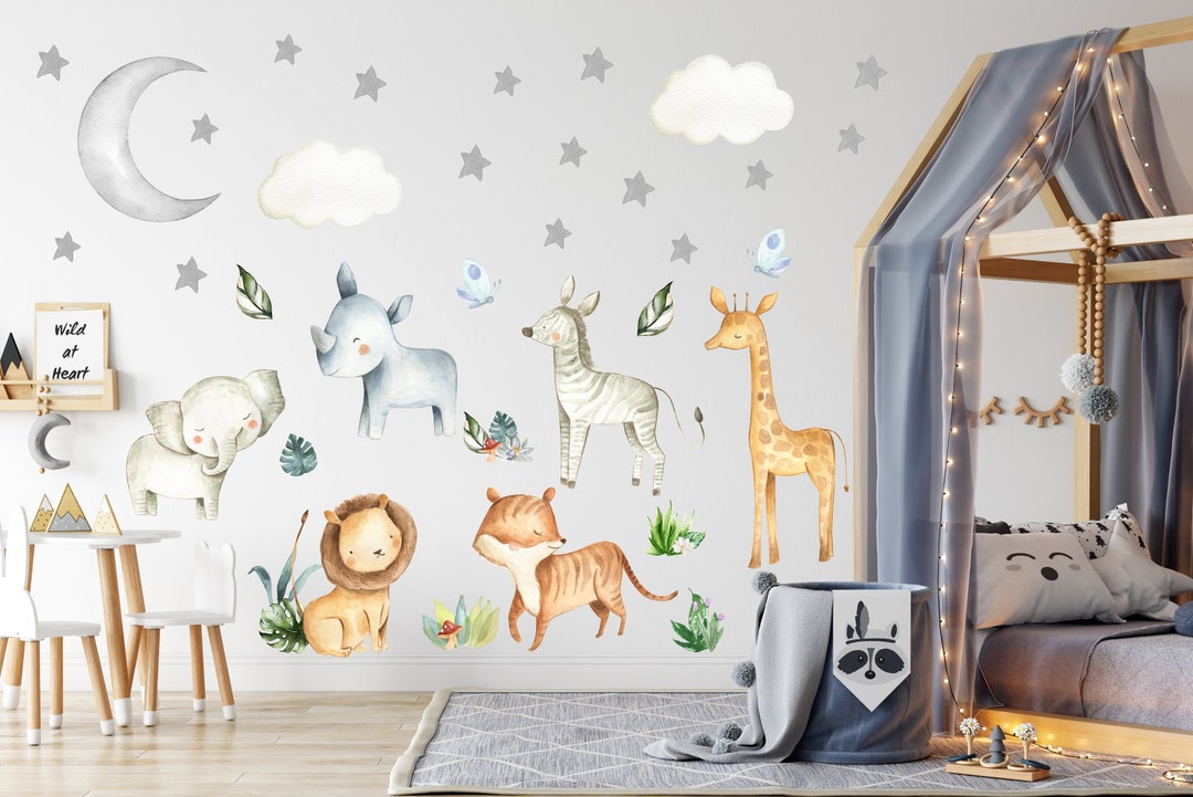 Safari Wall Decal, Safari Nursery Decor, Baby Jungle Wall Sticker