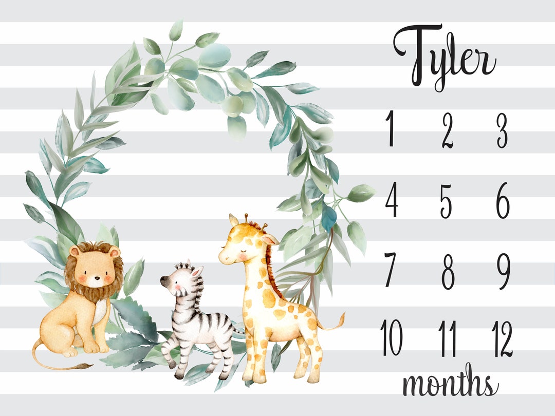 Jungle Animals Milestone Blanket – Personalized Baby Shower Gift - Etsy