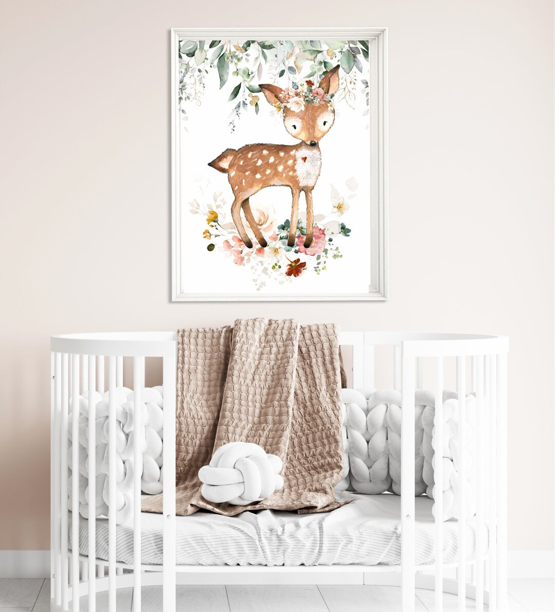 Deer Nursery Wall Art, Fawn Nursery Decor, Woodland Print, Deer Girl