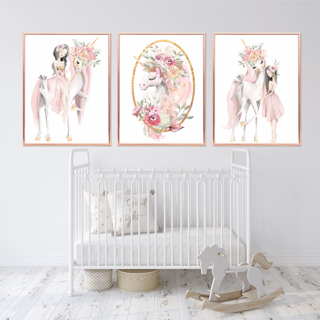 Nursery Girl Unicorn Decor, Nursery Wall Art Unicorn, Girl Nursery ...